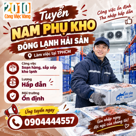 Tuyển Nam Phụ Kho Đông Lạnh Hải Sản TPHCM - Lương Hấp Dẫn