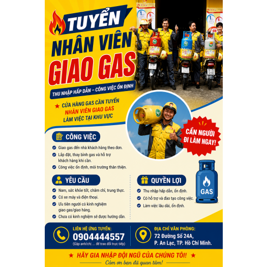 TUYỂN NHÂN VIÊN GIAO GAS