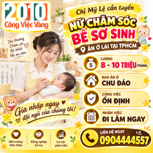 Chị Mỹ Lệ Cần Tuyển 1 Nữ Chăm Sóc Bé Sơ Sinh Ăn Ở Lại Tại TPHCM