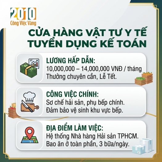 CỬA HÀNG VẬT TƯ Y TẾ CẦN TUYỂN KẾ TOÁN 