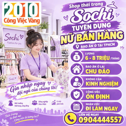 SHOP THỜI TRANG SOCHI CẦN TUYỂN NỮ BÁN HÀNG