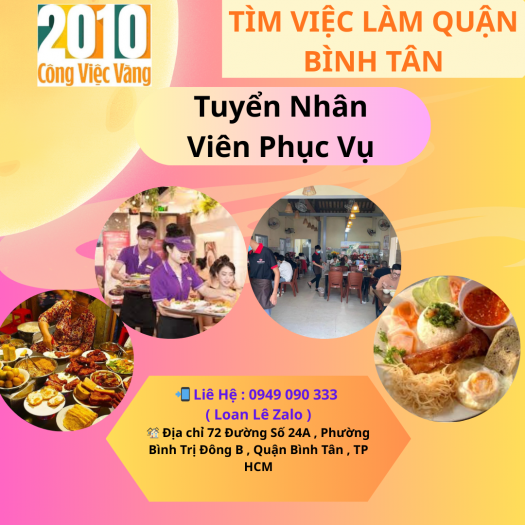 Quán Cơm Tấm Phú Thịnh Tuyển  Nhân Viên Phục Vụ Quán Cơm BAO ĂN Ở, LƯƠNG 9TR/THÁNG