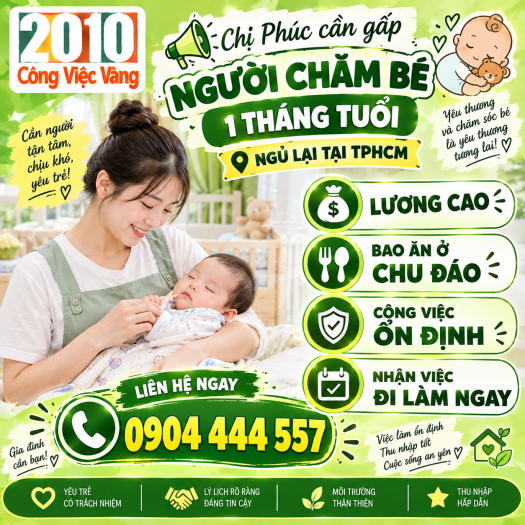 Chị Phúc Cần Gấp Người Chăm Bé 1 Tháng Tuổi Ngủ Lại Tại TPHCM