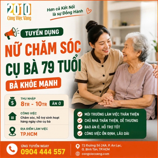 Tuyển Nữ Chăm Sóc Bà Ăn Ở Lại 
