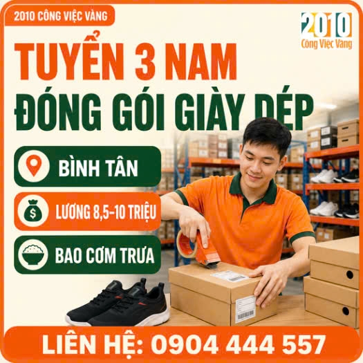 Tuyển 3 Nam Đóng Gói Giày Dép Shopee Tại Bình Tân