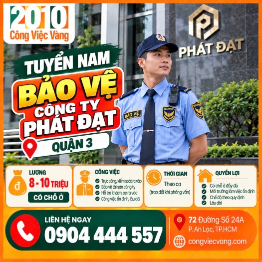 Công Ty Lâm Thanh Tuyển Nam Bảo Vệ TPHCM | Lương 7-10Tr