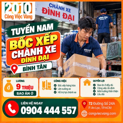CHÀNH XE SÁU RÂU CẦN TUYỂN 2 NAM BỐC XẾP