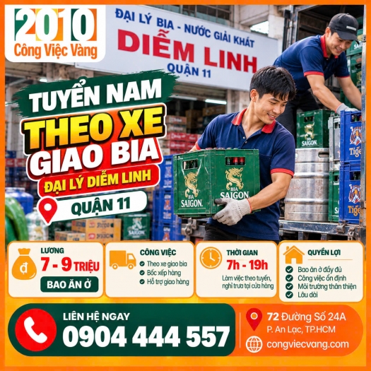 ĐẠI LÝ BIA VIỆT CẦN TUYỂN NAM PHỤ GIAO HÀNG 