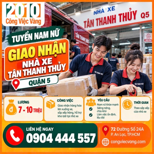 Tuyển Nhân Viên Giao Nhận Trạm Xe Tân Thanh Thủy Quận 5