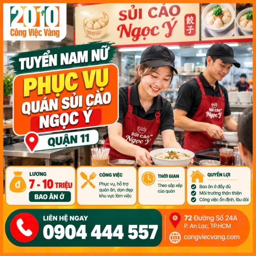 Quán Sủi Cảo Ngọc Ý Tuyển Nhân Viên Phục Vụ