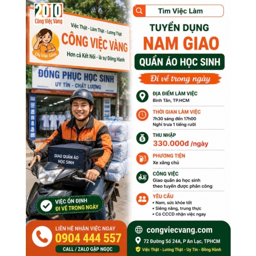 TUYỂN NAM GIAO QUẦN ÁO HỌC SINH – ĐI VỀ TRONG NGÀY